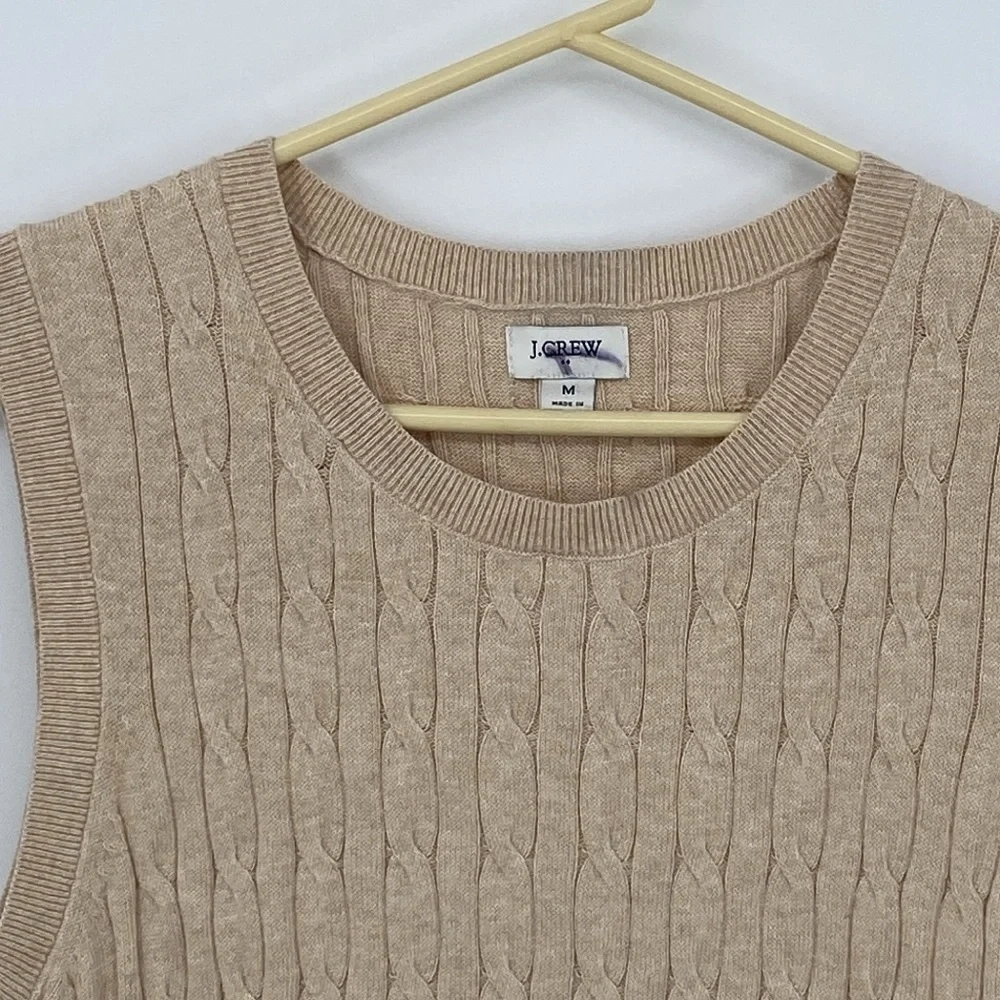 J. Crew Sleeveless Beige Cable Knit Sweater Size Medium